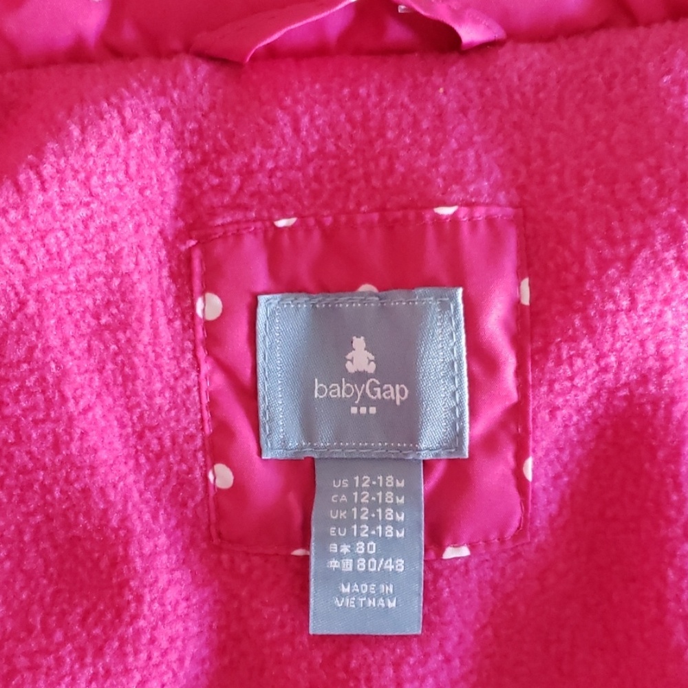 Baby Gap, Girls, Pink Puffer Vest Jacket, 12-18 Mo - Picture 2 of 5